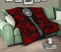 American Samoa Premium Quilt - American Samoa Seal Polynesian Red Tattoo - Polynesian Pride