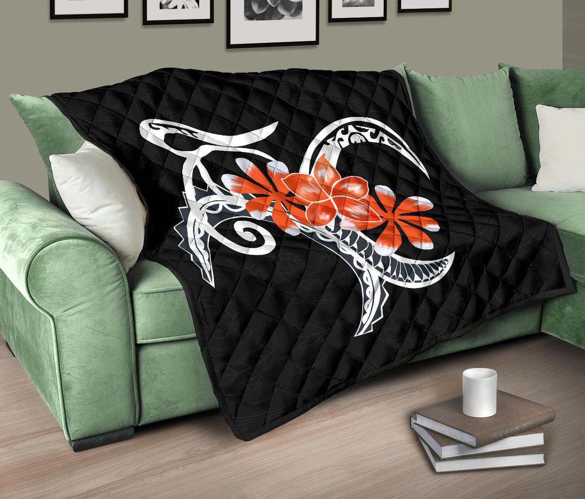 Plumeria Polynesia Orange Premium Quilt - Polynesian Pride