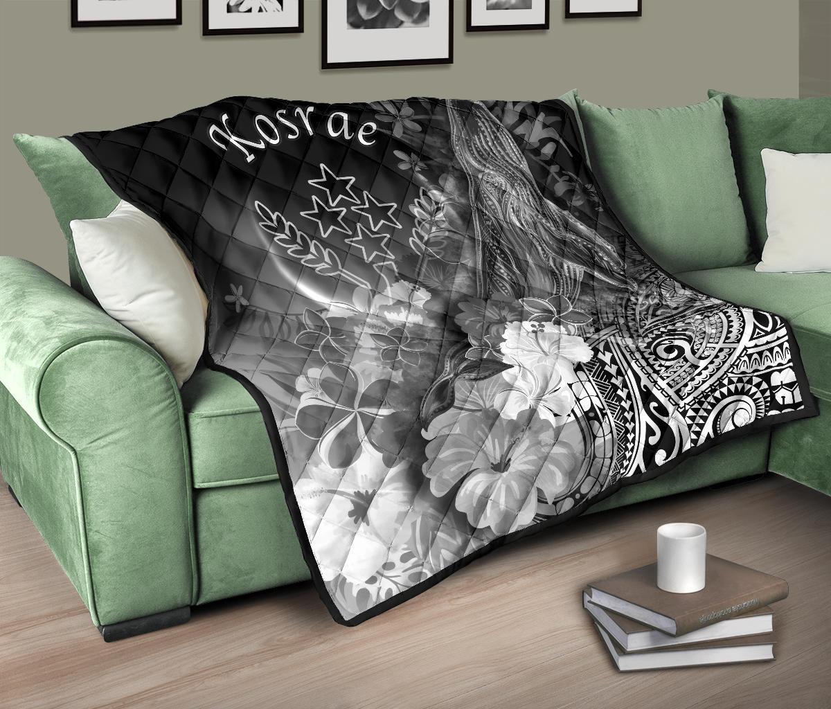 Kosrae Custom Personalised Premium Quilt - Humpback Whale with Tropical Flowers (White) - Polynesian Pride