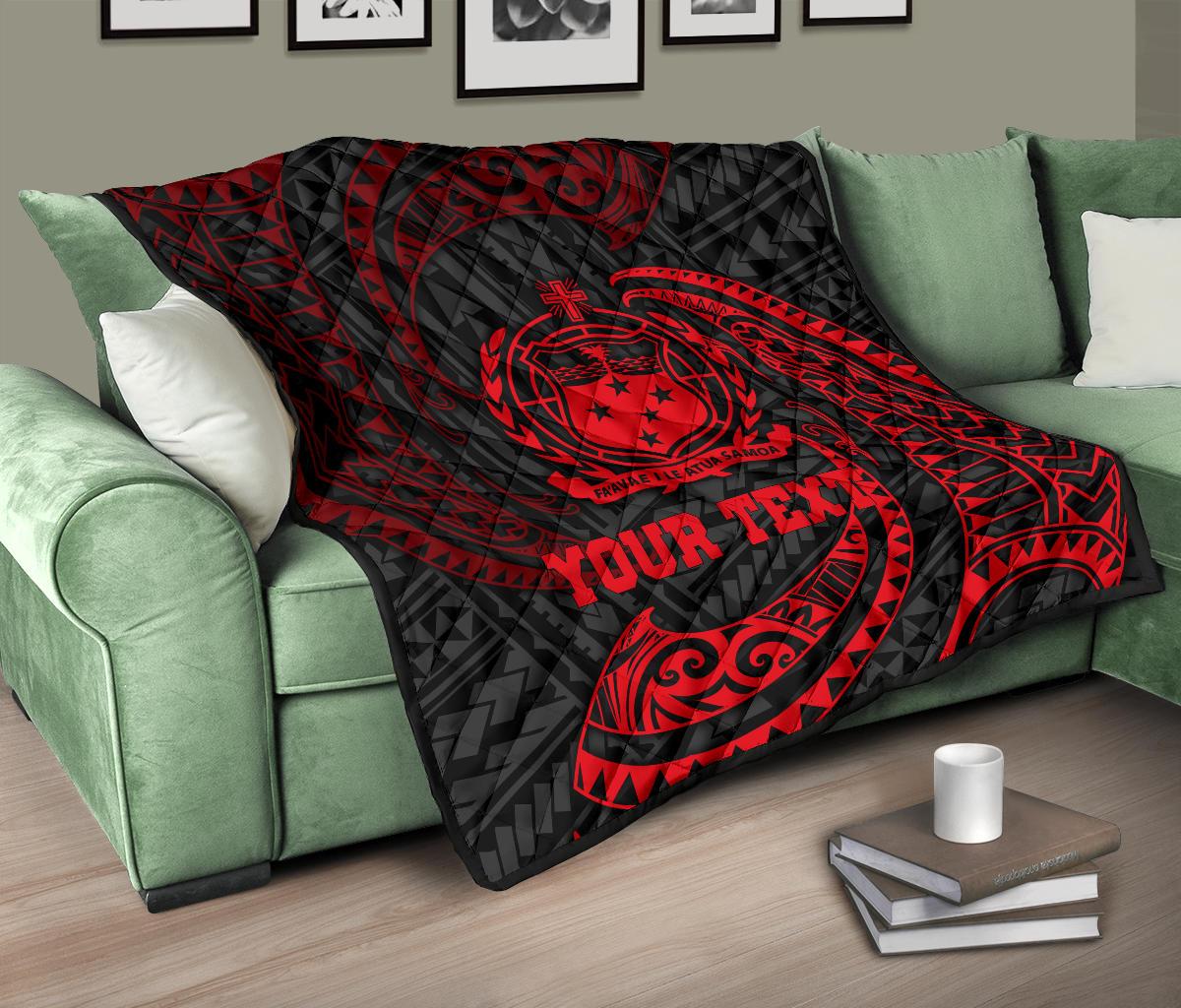 Samoa Polynesian Custom Personalised Premium Quilt - Red Tribal Wave - Polynesian Pride
