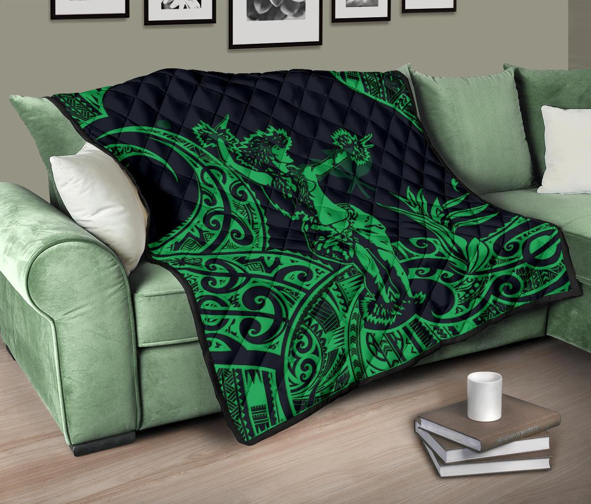Polynesian Hawaii Premium Quilt - Hula Girl Green - Polynesian Pride