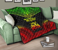 Norfolk Island Premium Quilt - Norfolk Island Coat Of Arms Polynesian Chief Reggae Version - Polynesian Pride