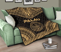 Palau Premium Quilt - Palau Seal Polynesian Chief Gold Version - Polynesian Pride