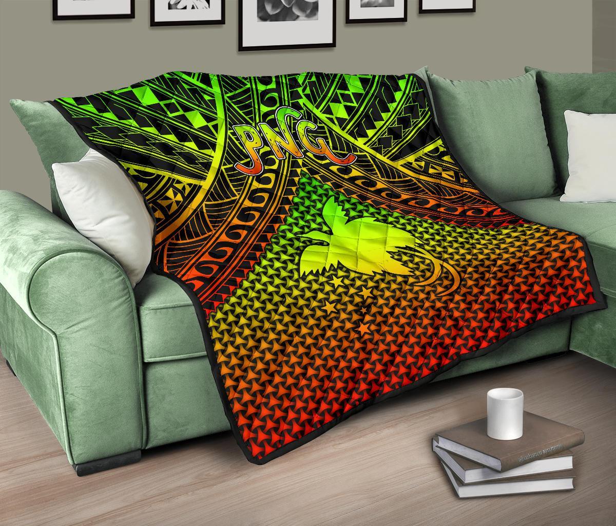 Polynesian Papua New Guinea Premium Quilt - Reggae Vintage Polynesian Patterns - Polynesian Pride