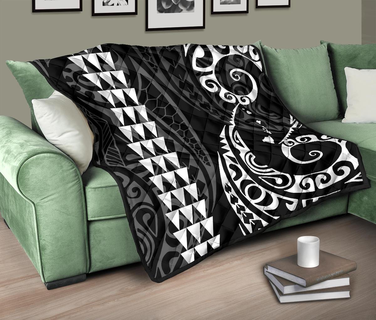 Hawaii Kakau White Polynesian Premium Quilt - Polynesian Pride