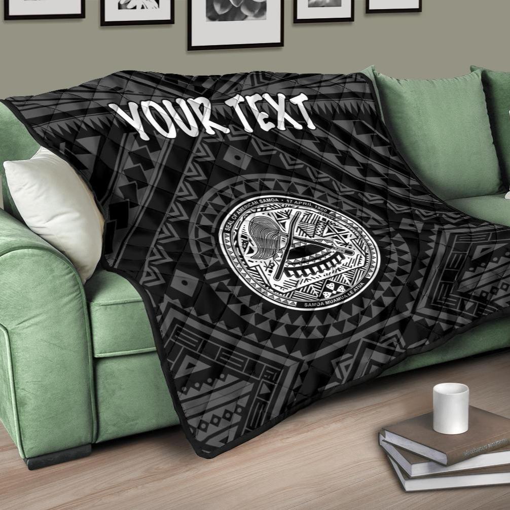 American Samoa Personalised Premium Quilt - Seal In Polynesian Tattoo Style ( Black) Black - Polynesian Pride