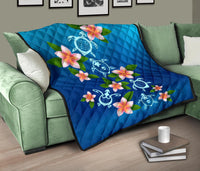 Turtle Polynesian Plumeria Premium Quilt - Polynesian Pride