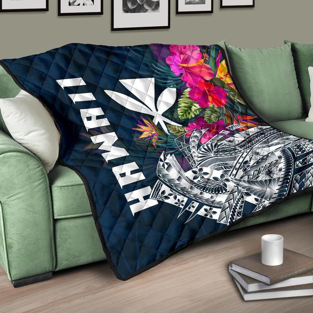 Polynesian Hawaii Premium Quilt - Summer Vibes Blue - Polynesian Pride