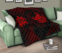 Hawaii Polynesian Turtle Premium Quilt Red - Polynesian Pride