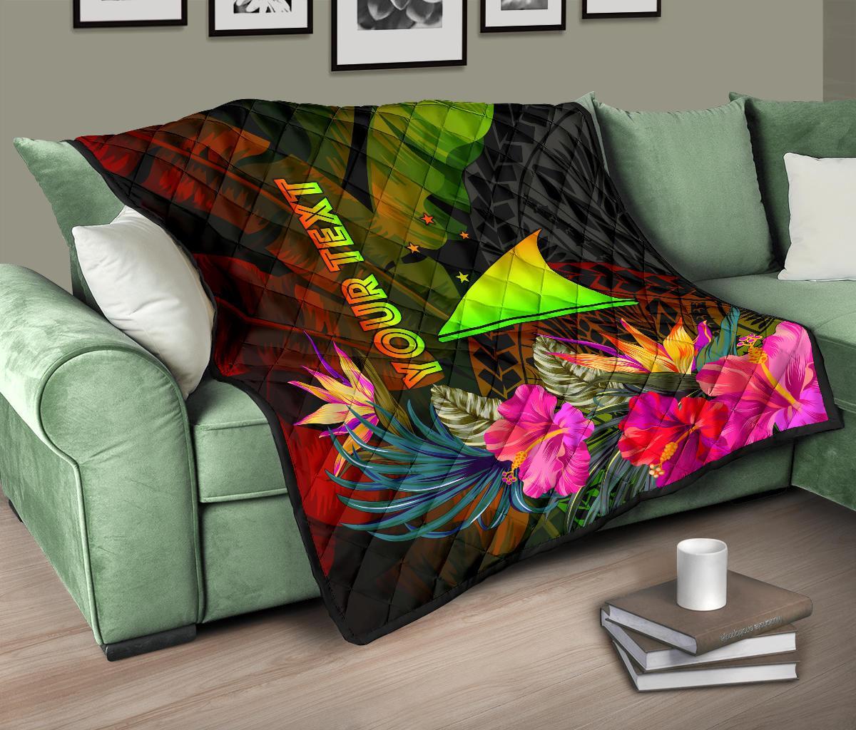 Tokelau Polynesian Personalised Premium quilt - Hibiscus and Banana Leaves - Polynesian Pride