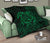 Hawaii Turtle Kanaka Map Hibiscus Poly Premium Quilt - Green - Polynesian Pride