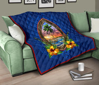 Guam Premium Quilt - Guam Coat Of Arms Hibiscus - Polynesian Pride