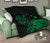 Hawaii Map Plumeria Polynesian Green Premium Quilt - Polynesian Pride