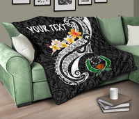 Pohnpei Custom Personalised Premium Quilt - Pohnpei Seal Polynesian Patterns Plumeria (Black) - Polynesian Pride