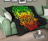 Samoa Polynesian Premium Quilt - Tattoo Pattern With Seal - Polynesian Pride