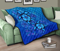 Turtle Hibiscus Ocean Premium Quilt - Polynesian Pride
