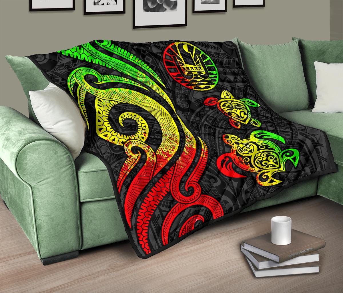 Tahiti Polynesian Premium Quilt - Reggae Tentacle Turtle - Polynesian Pride