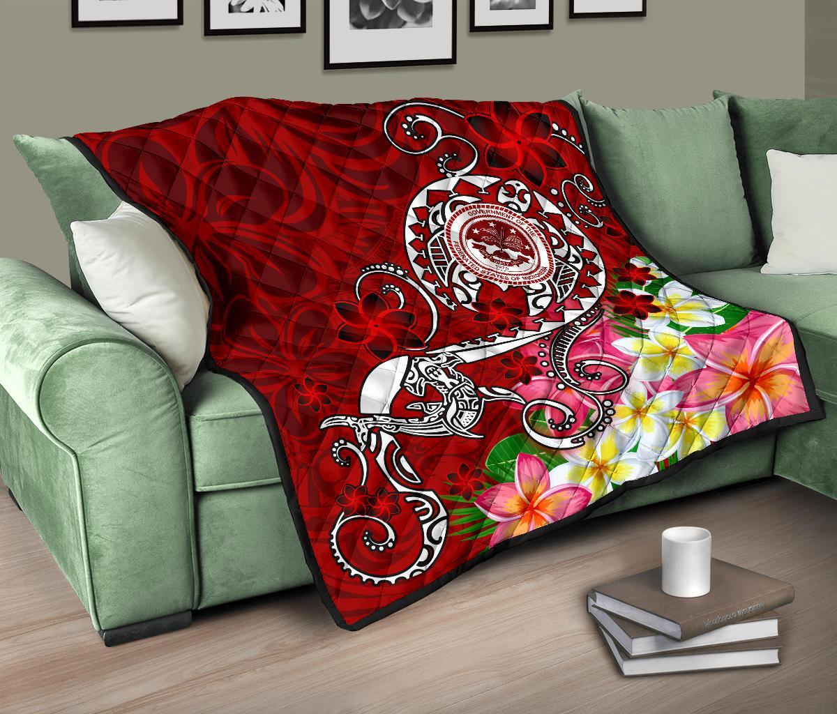 FSM Premium Quilt - Turtle Plumeria (RED) - Polynesian Pride