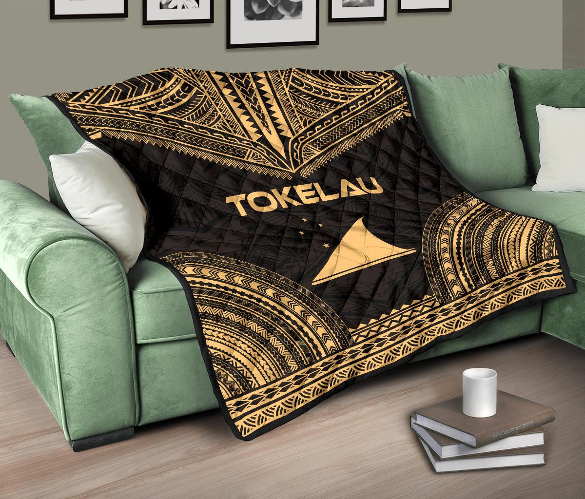 Tokelau Premium Quilt - Tokelau Flag Polynesian Chief Gold Version - Polynesian Pride