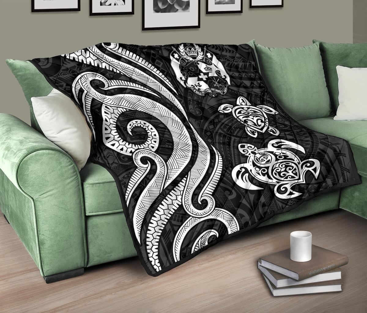 Tonga Polynesian Premium Quilt - White Tentacle Turtle - Polynesian Pride