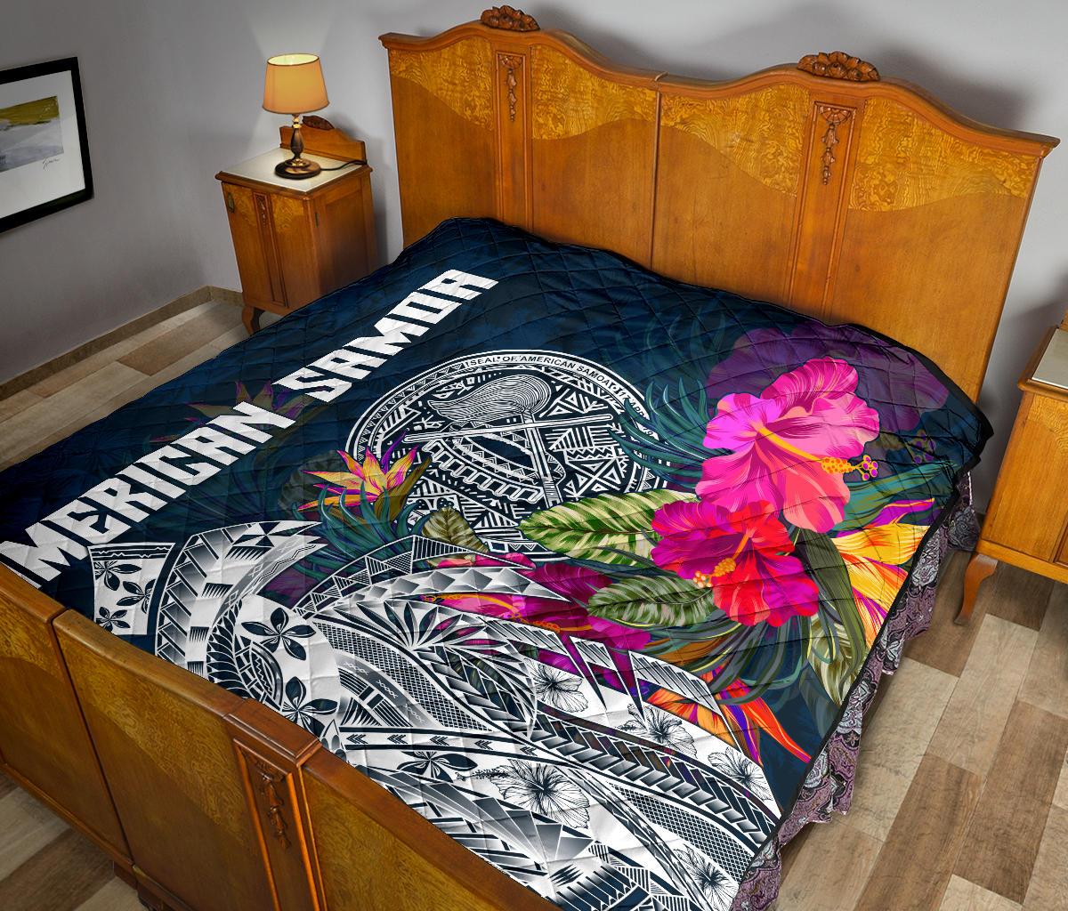 American Samoa Premium Quilt - Polynesian Hibiscus with Summer Vibes - Polynesian Pride