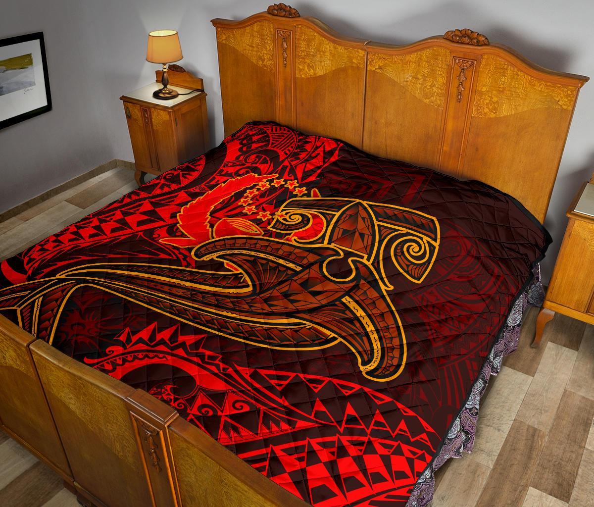 Pohnpei Premium Quilt - Red Shark Polynesian Tattoo - Polynesian Pride