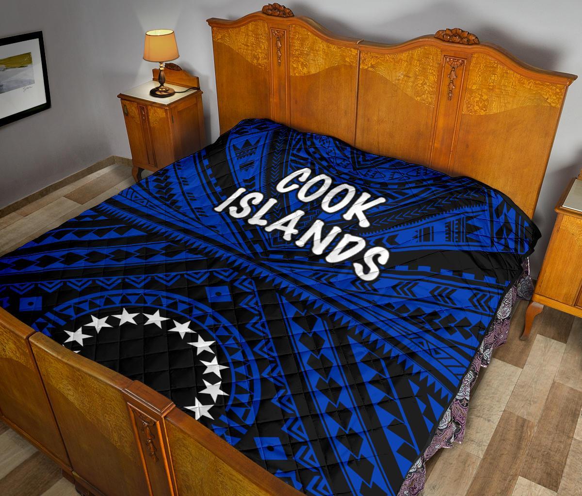 Cook Island Premium Quilt - Seal With Polynesian Tattoo Style ( Blue) - Polynesian Pride