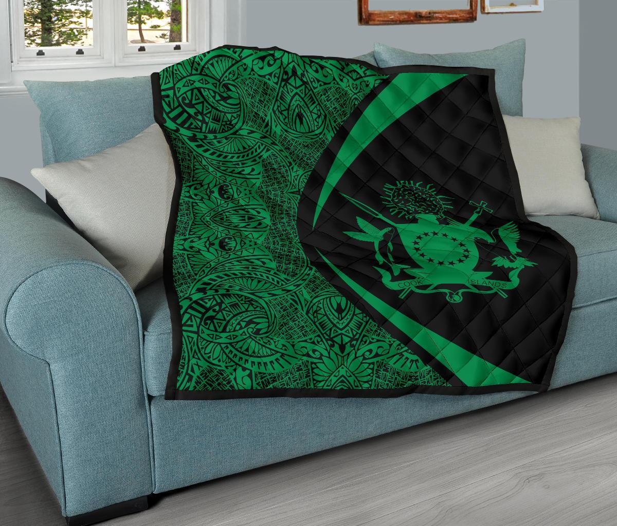 Cook Islands Coat Of Arms Polynesian Premium Quilt - Circle Style - 08 - Polynesian Pride