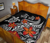 Hawaiian Map Turtle Swim Plumeria Polynesian Quilt - Polynesian Pride