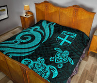 Fiji Polynesian Premium Quilt - Turquoise Tentacle Turtle - Polynesian Pride