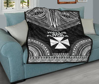 Wallis And Futuna Premium Quilt - Wallis And Futuna Coat Of Arms Polynesian Chief Black Version - Polynesian Pride