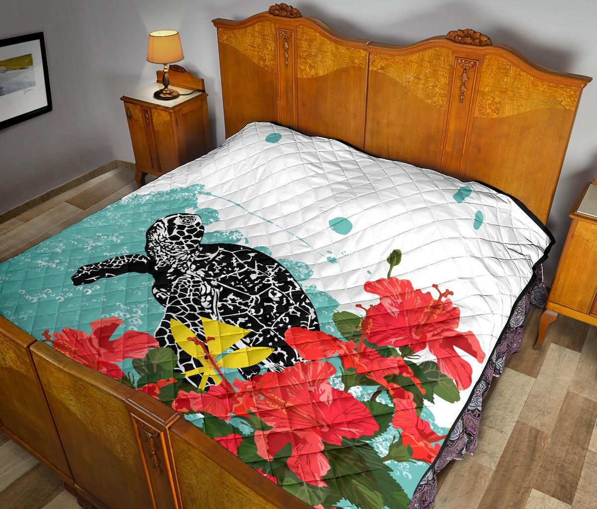Hawaii Turle Sea Hibiscus Premium Quilt - Polynesian Pride
