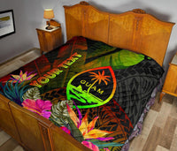 Guam Polynesian Personalised Premium Quilt - Hibiscus and Banana Leaves - Polynesian Pride