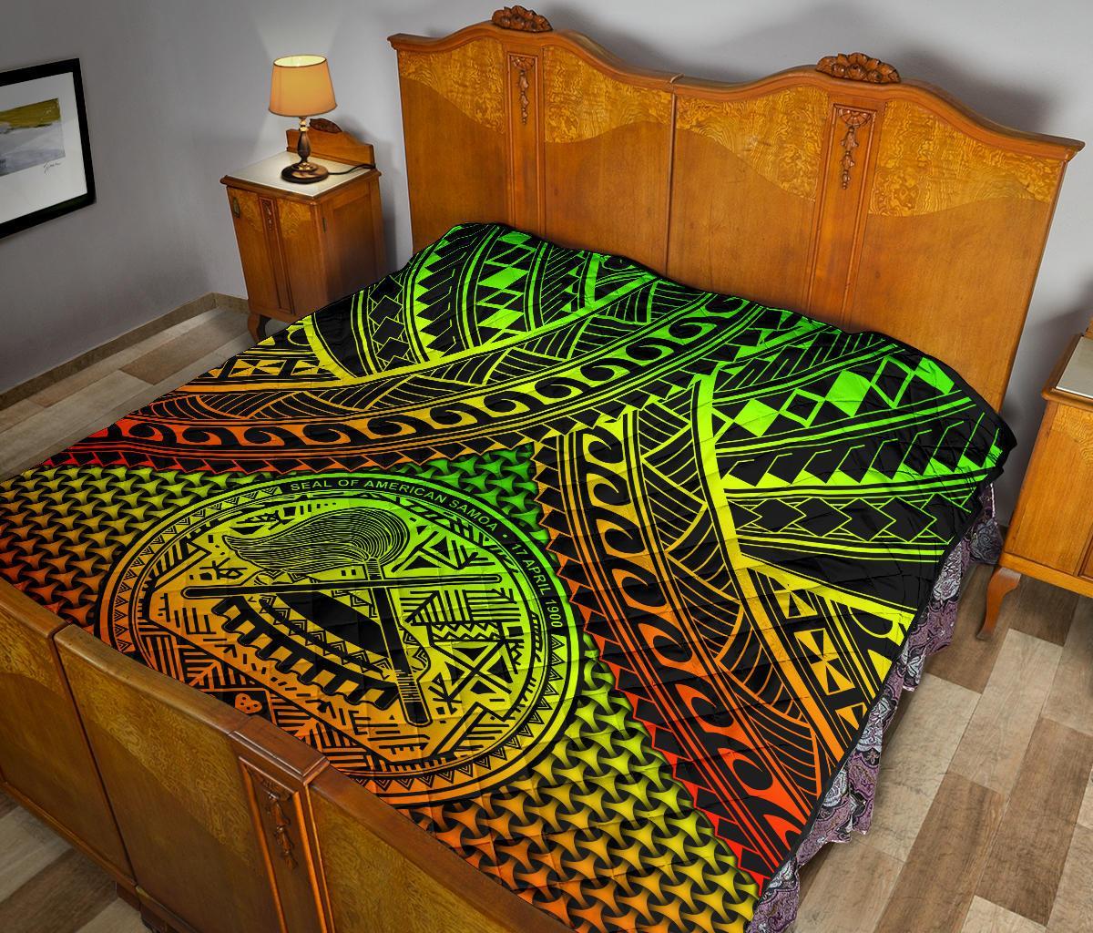 Polynesian American Samoa Premium Quilt - Reggae Vintage Polynesian Patterns - Polynesian Pride