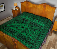 Hawaii Polynesian Mauna Kea Premium Quilt Green - Polynesian Pride