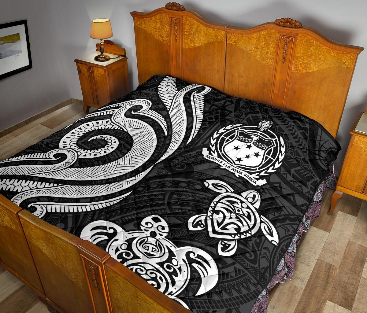 Samoa Premium Quilt - White Tentacle Turtle - Polynesian Pride