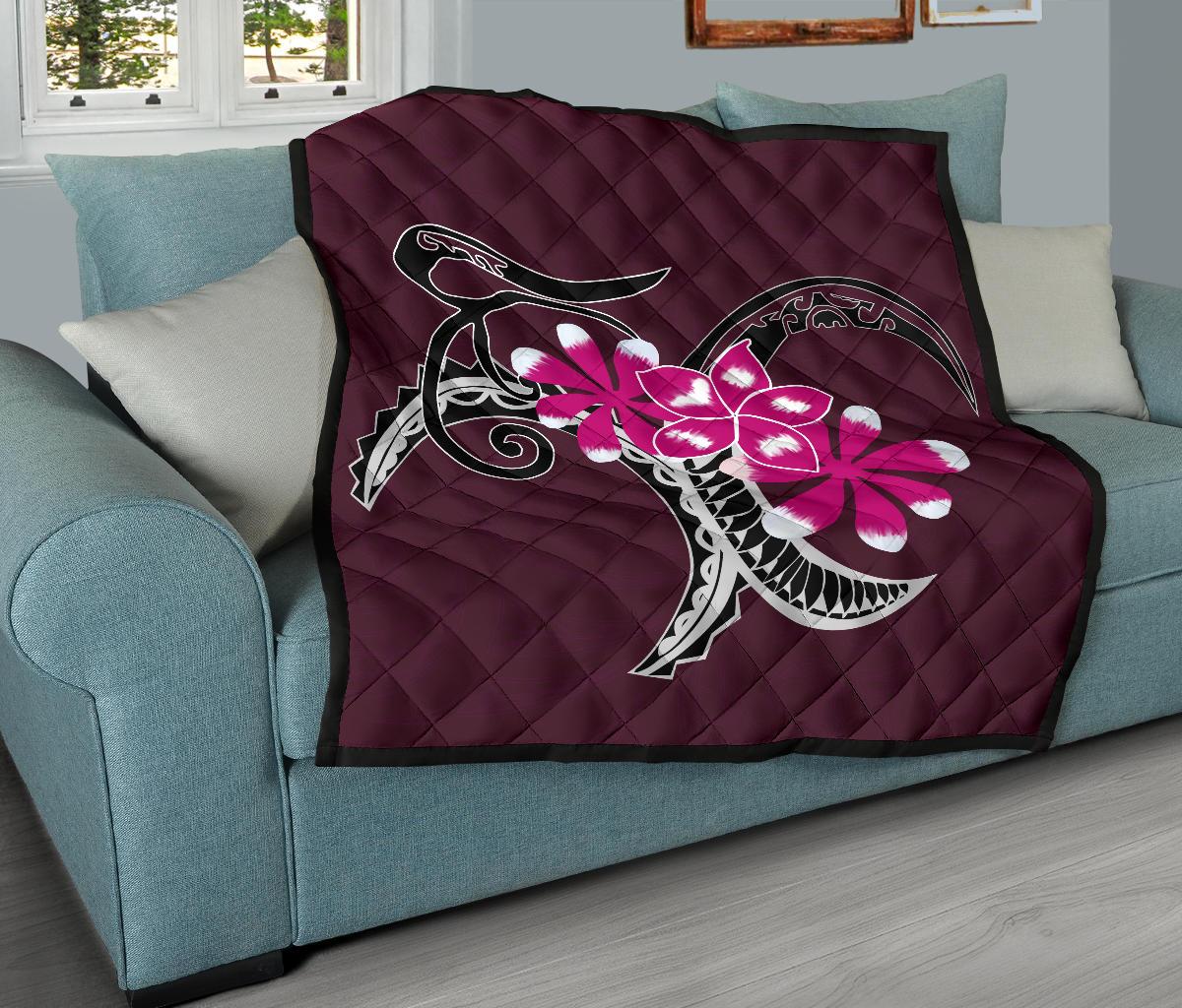 Plumeria Polynesia Pink Premium Quilt - Polynesian Pride
