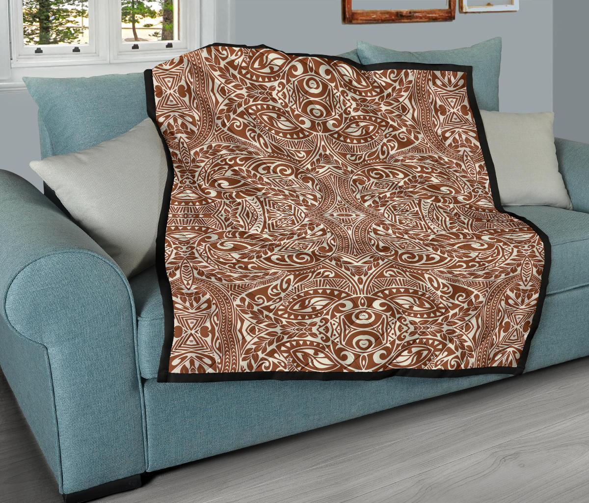 Polynesian Tribal Premium Quilt Brown - Polynesian Pride
