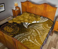 Samoa Custom Personalised Premium Quilt - Samoa Seal Wave Style (Gold) - Polynesian Pride
