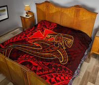 Polynesian Wallis and Futuna Premium Quilt - Red Shark Polynesian Tattoo - Polynesian Pride