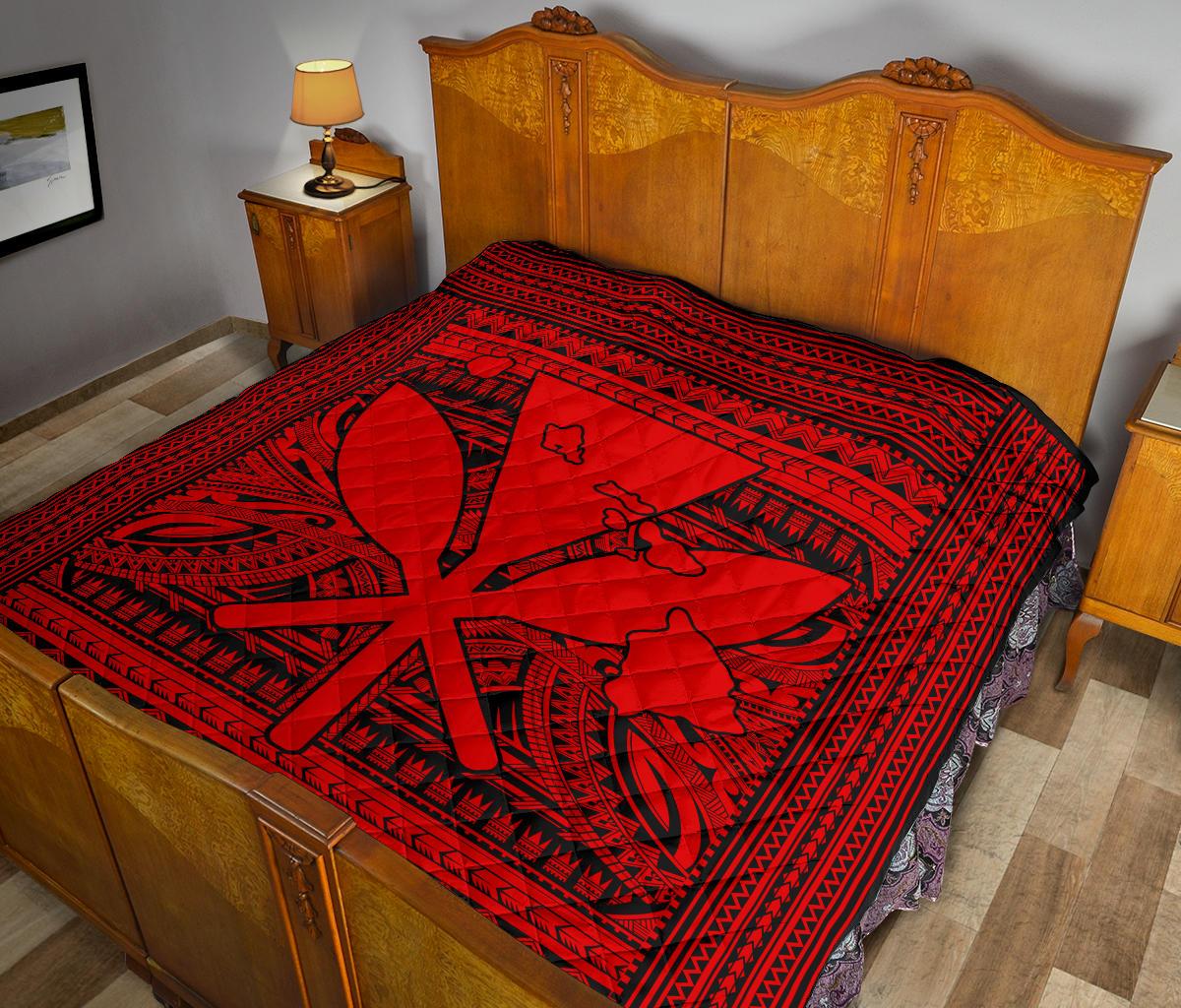 Hawaii Polynesian Kanaka Maoli Premium Quilt Red - Polynesian Pride