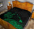 Hawaii Map Plumeria Polynesian Green Premium Quilt - Polynesian Pride