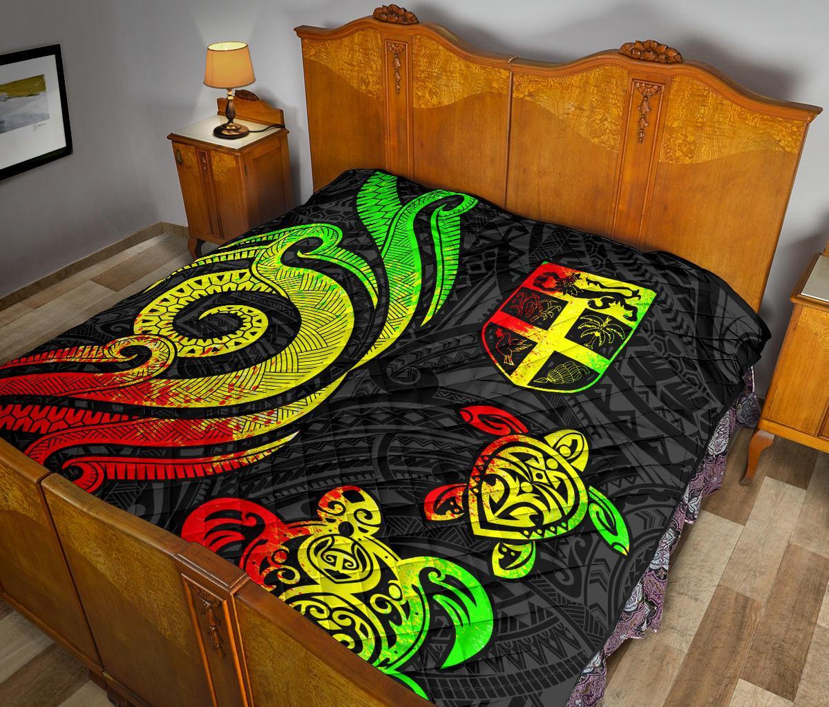 Fiji Polynesian Premium Quilt - Reggae Tentacle Turtle - Polynesian Pride