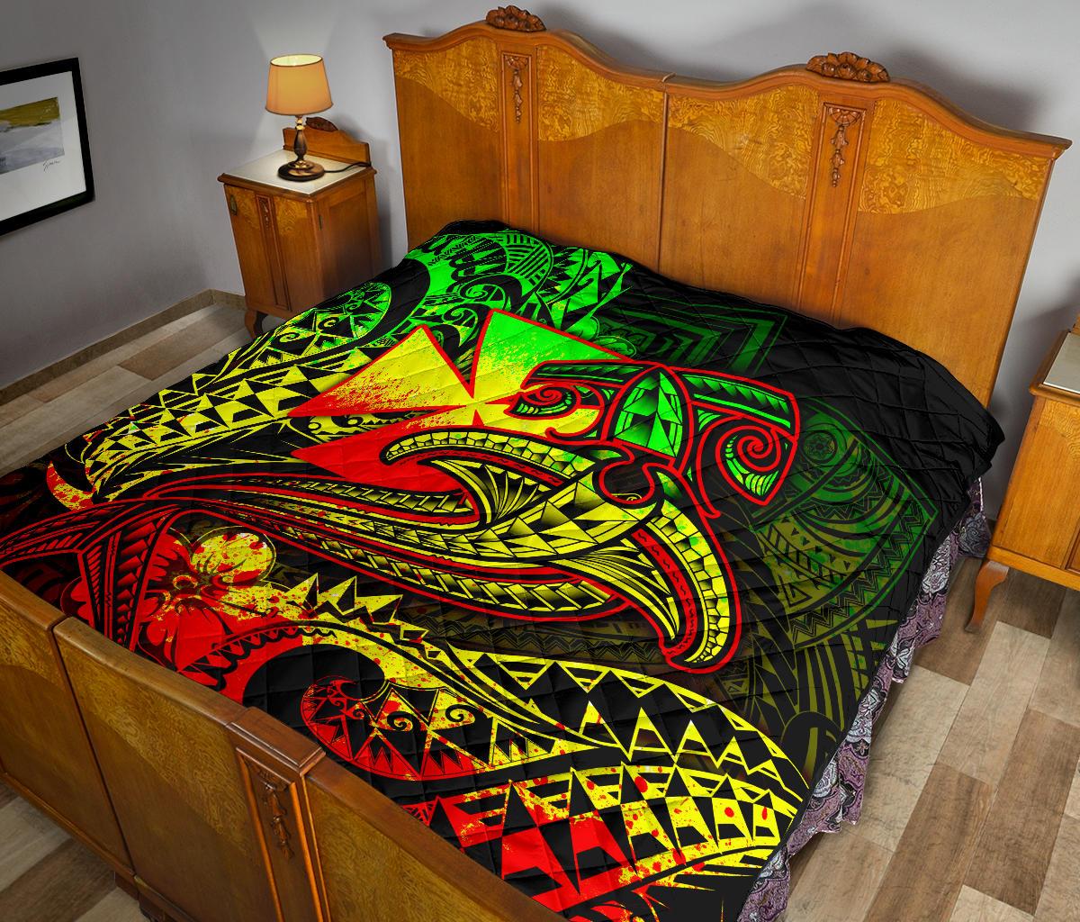 Polynesian Wallis and Futuna Premium Quilt - Reggae Shark Polynesian Tattoo - Polynesian Pride