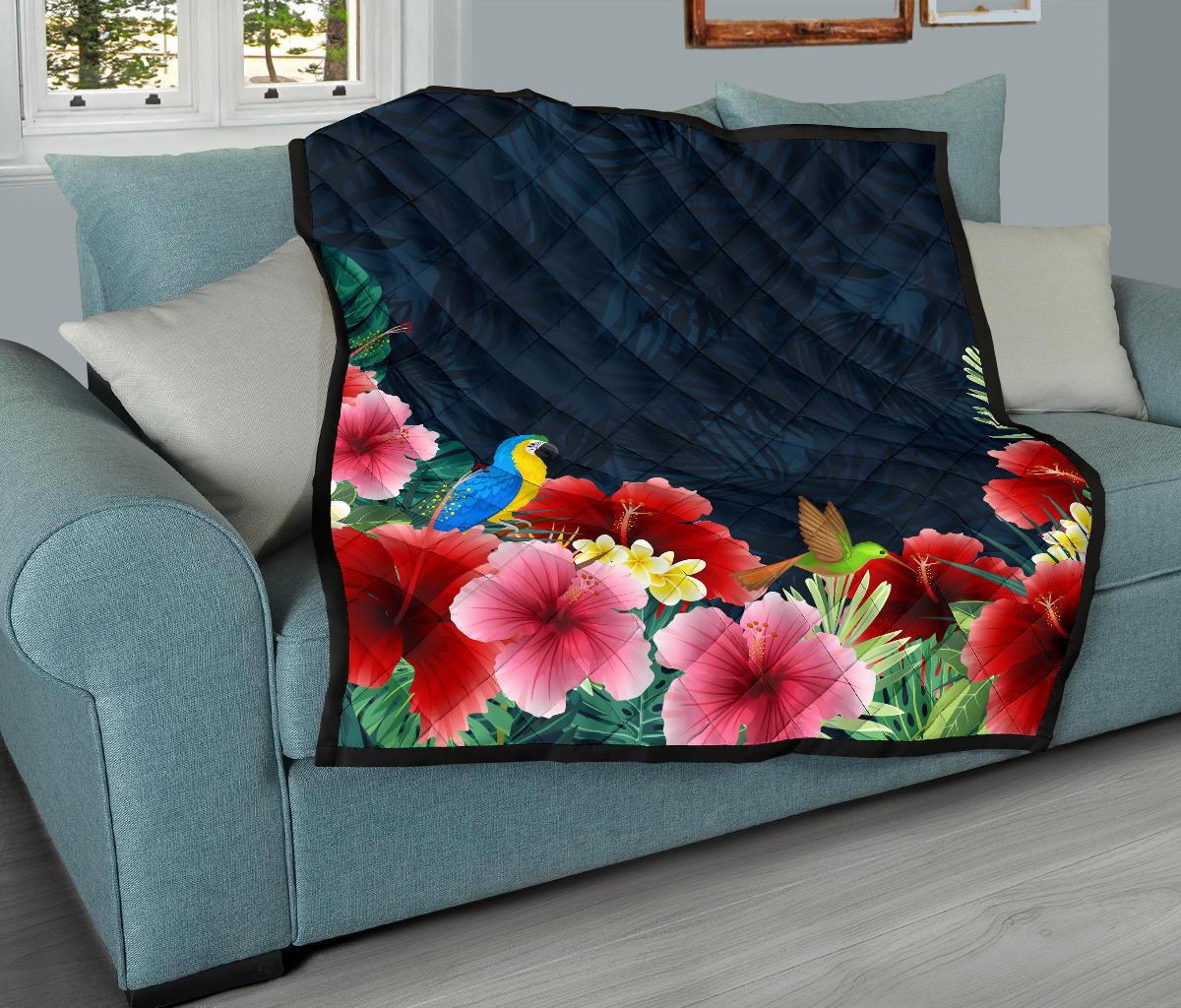 Forest Hibiscus Premium Quilt - Polynesian Pride