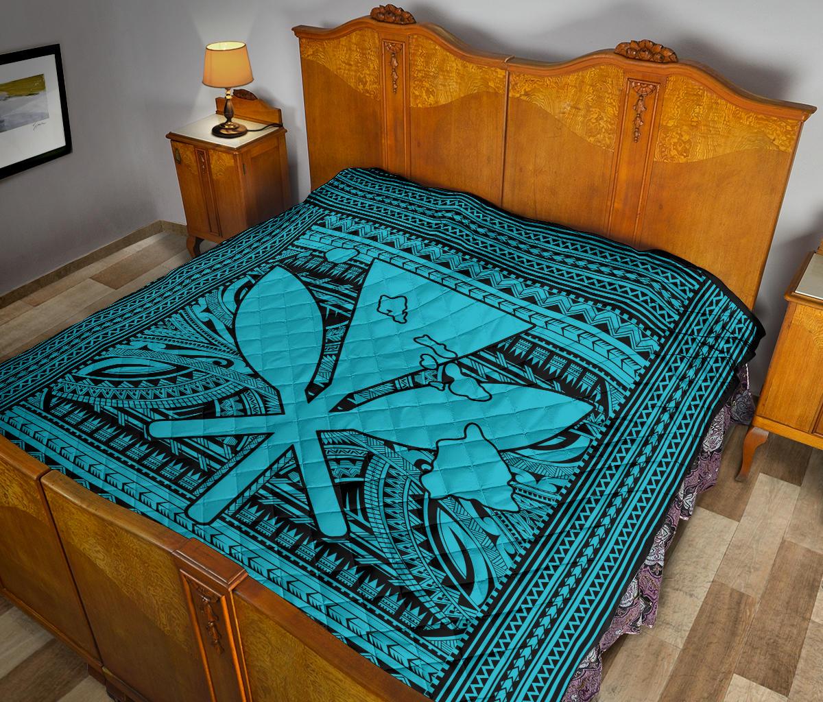 Hawaii Polynesian Kanaka Maoli Premium Quilt Blue - Polynesian Pride