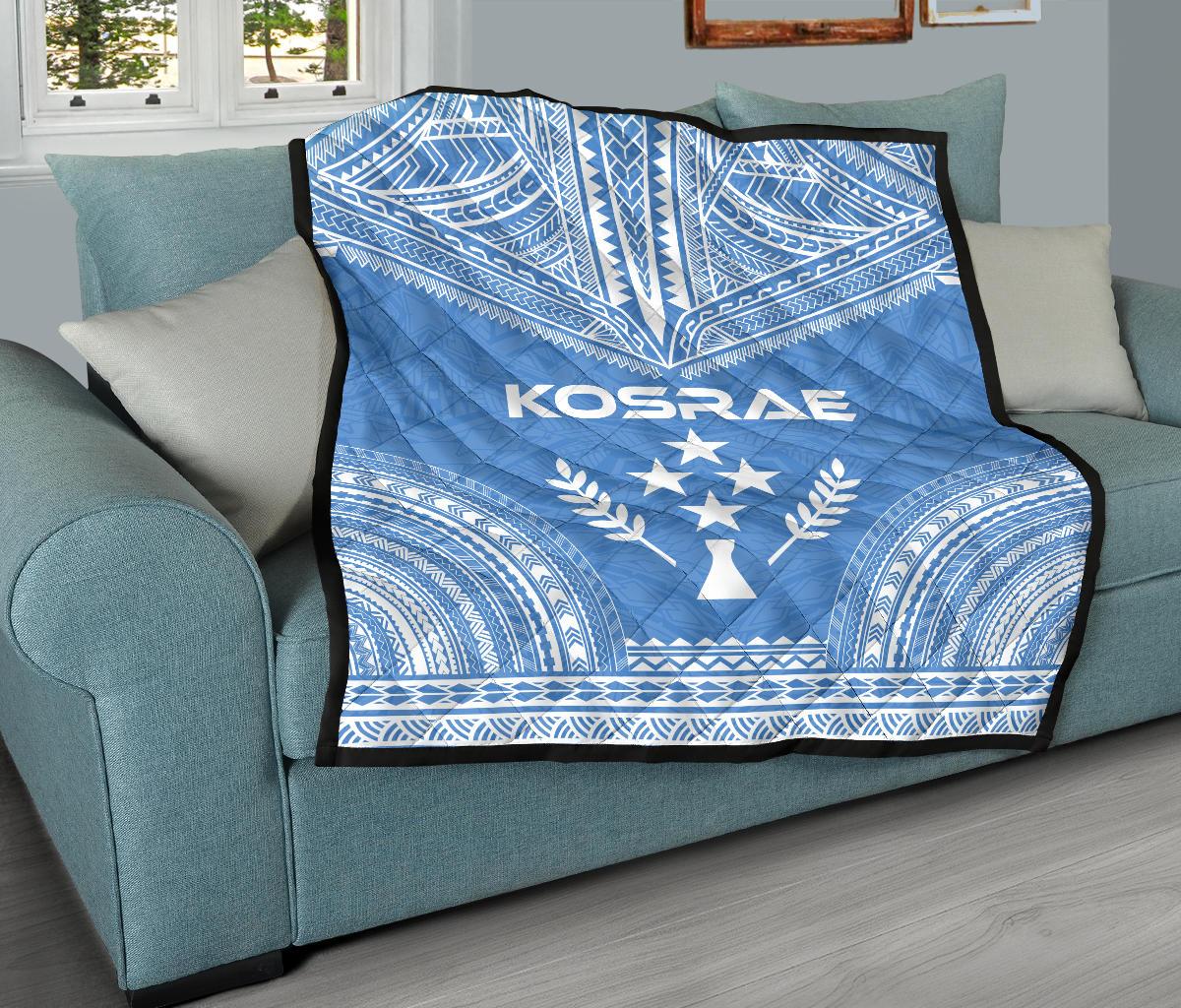 Kosrae Premium Quilt - Kosrae Flag Polynesian Chief Bluecs Version - Polynesian Pride