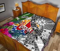 Tahiti Premium Quilt White - Turtle Plumeria Banana Leaf - Polynesian Pride