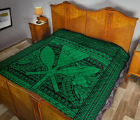 Hawaii Polynesian Kanaka Maoli Premium Quilt Green - Polynesian Pride