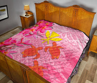 Hawaii Premium Quilt - Polynesian Pink Plumeria Turtle - Polynesian Pride